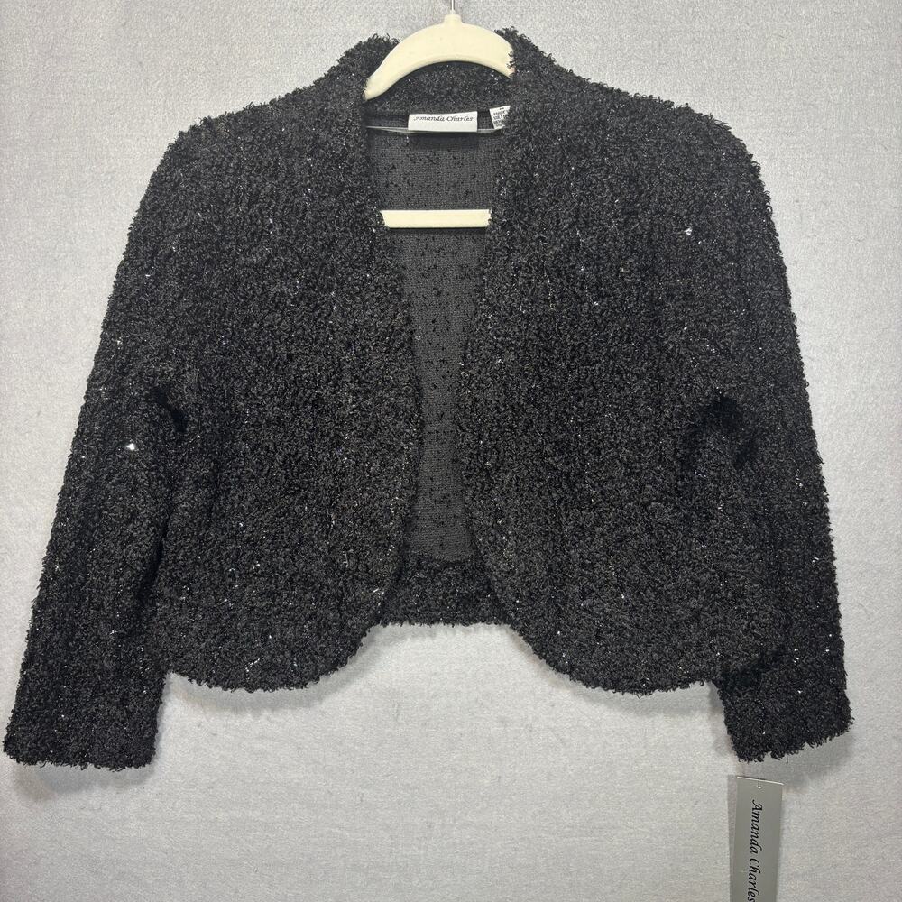 Amanda Charles Cropped‎ Jacket Womens Medium Metallic Textured